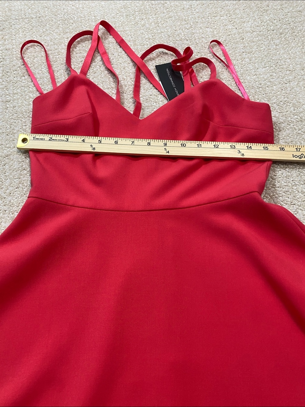French Connection Hot Pink Double-Strap Fit-and-Flare Mini Dress Size 6 - Picture 11 of 15